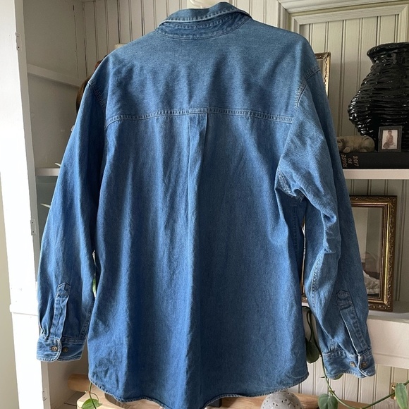 KRAZY KAT AUTUMN LEAVES DENIM BUTTON DOWN SHIRT 1X - Picture 7 of 10